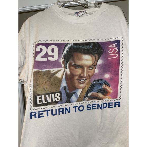 VTG Elvis Presley Return To Sender Single Stitch Tshirt Stamp One Size USA MADE - Picture 2 of 4